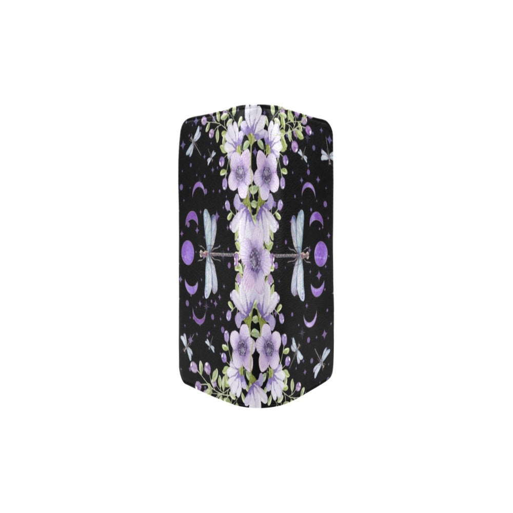 Purple Dragonflies Clutch Purse Zippered Wallet with Strap