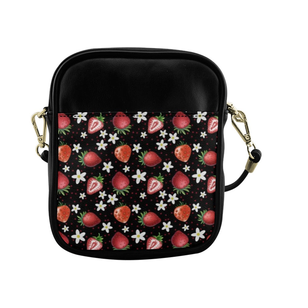 Cute Black Strawberries Mini Sling Bag Small Purse