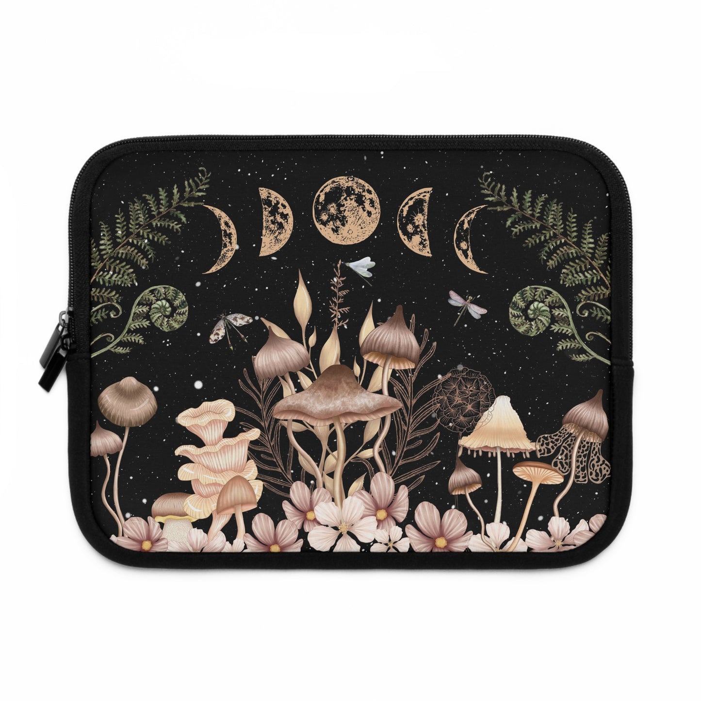 Elegant Mushrooms Moon Phases Laptop Case, laptop sleeve