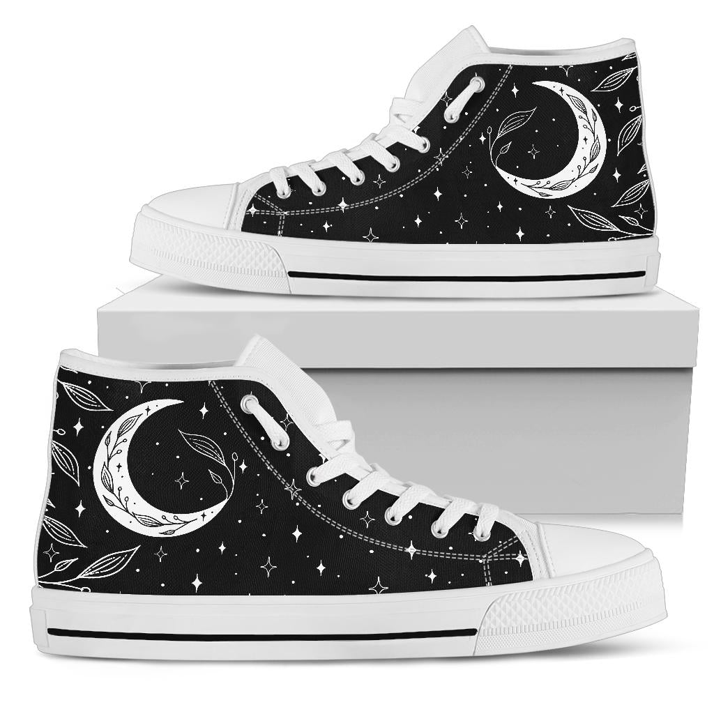 witchy high tops, black moon sneakers, celestial shoes