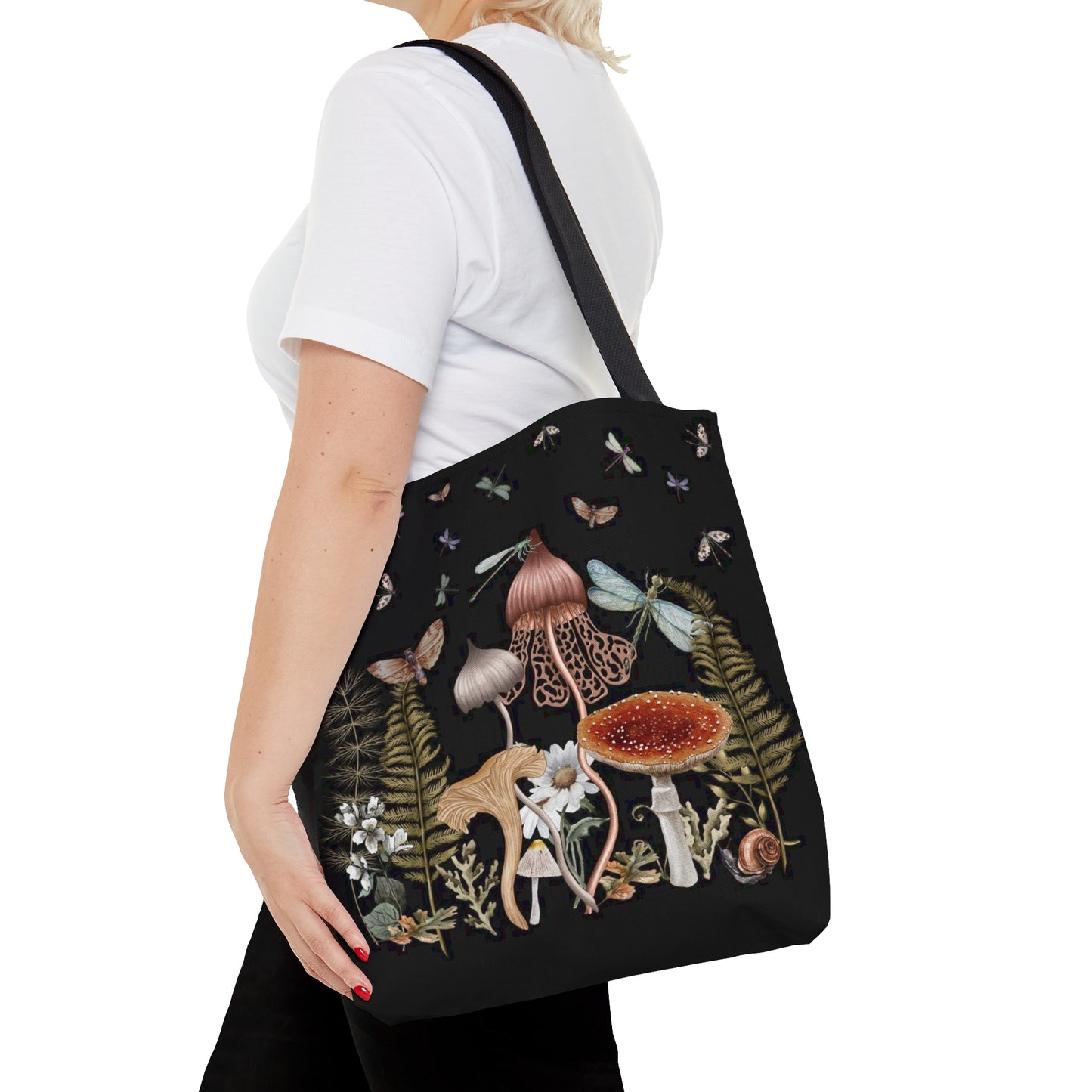 Cottage Mushrooms Tote Bag, Dark Academia Bag, Cottagecore Bag