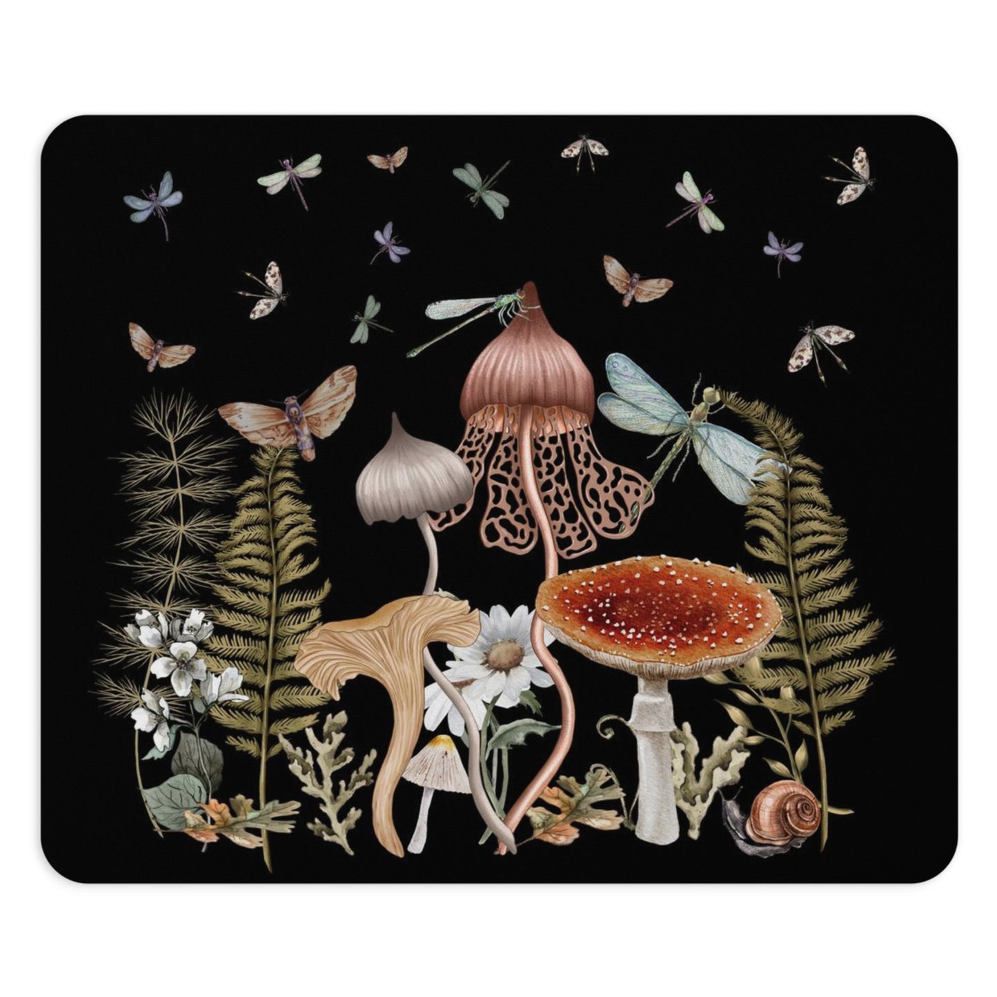 Cottage Mushrooms Mouse Pad (Round or Rectangle) Witchy Cottagecore Office Accessories