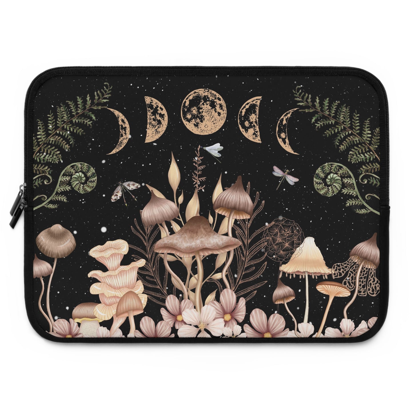 Elegant Mushrooms Moon Phases Laptop Case, laptop sleeve