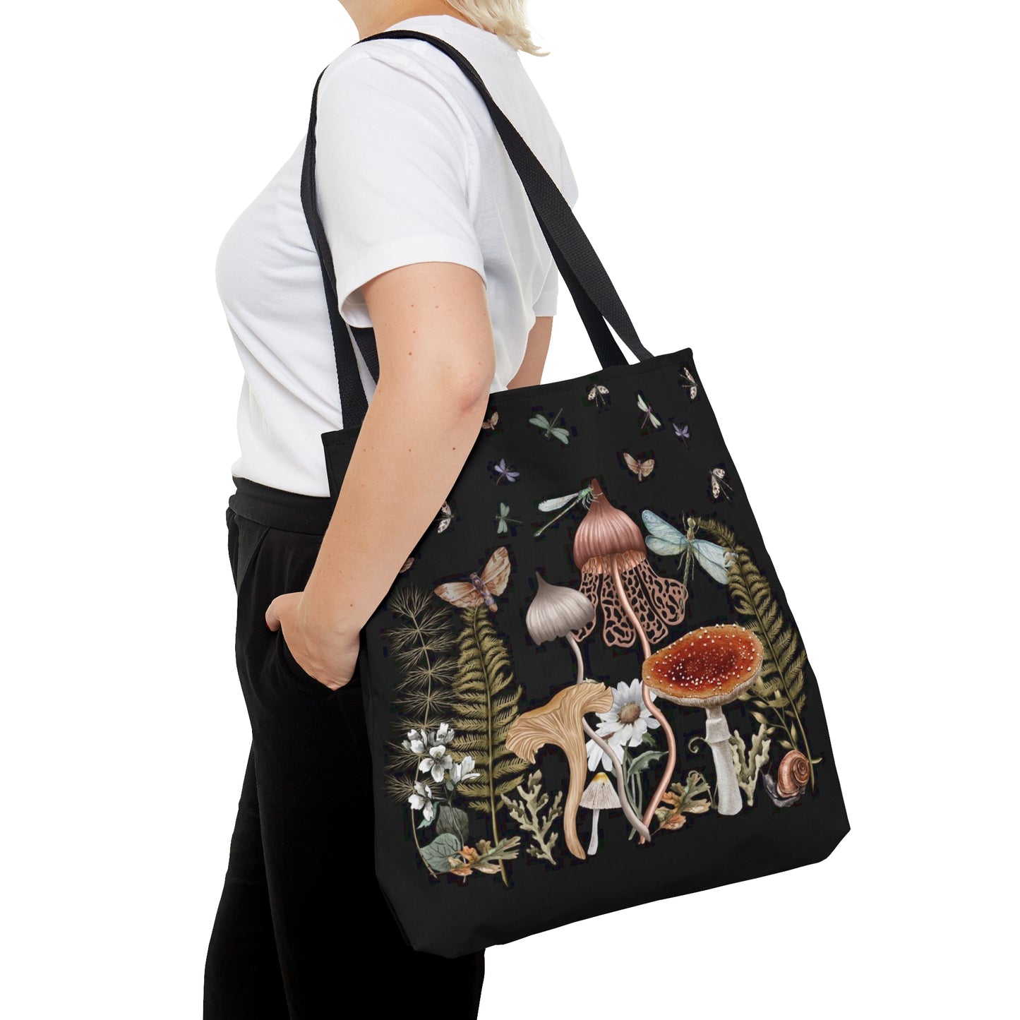 Cottage Mushrooms Tote Bag, Dark Academia Bag, Cottagecore Bag