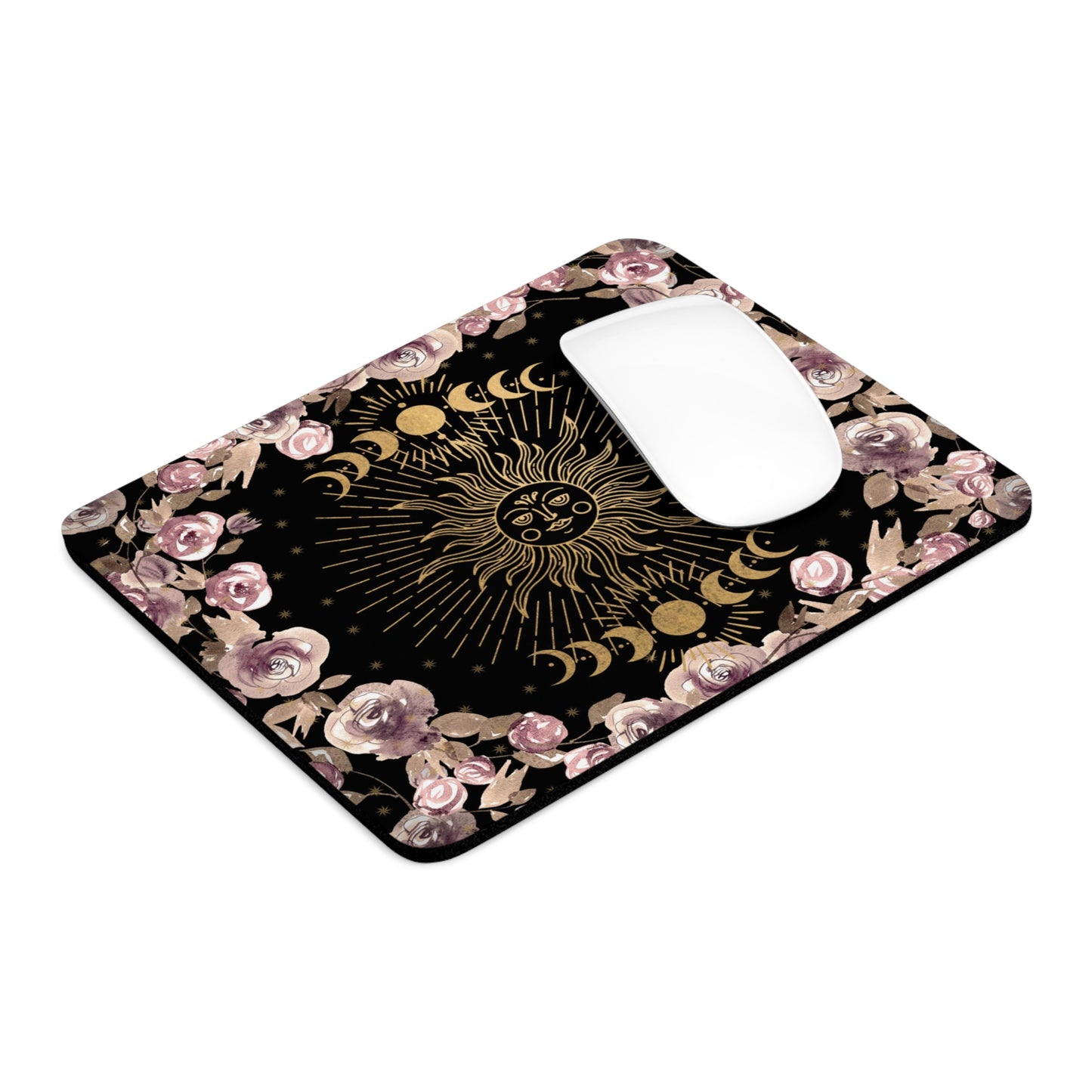 Elegant Floral Sun Mouse Pad (Round or Rectangle) Witchy Cottagecore Office Accessories