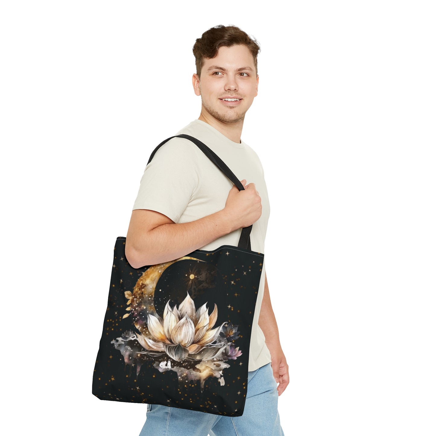 Lotus Moon Tote Bag, Dark Academia Bag, Witchy Bag for men Pagan