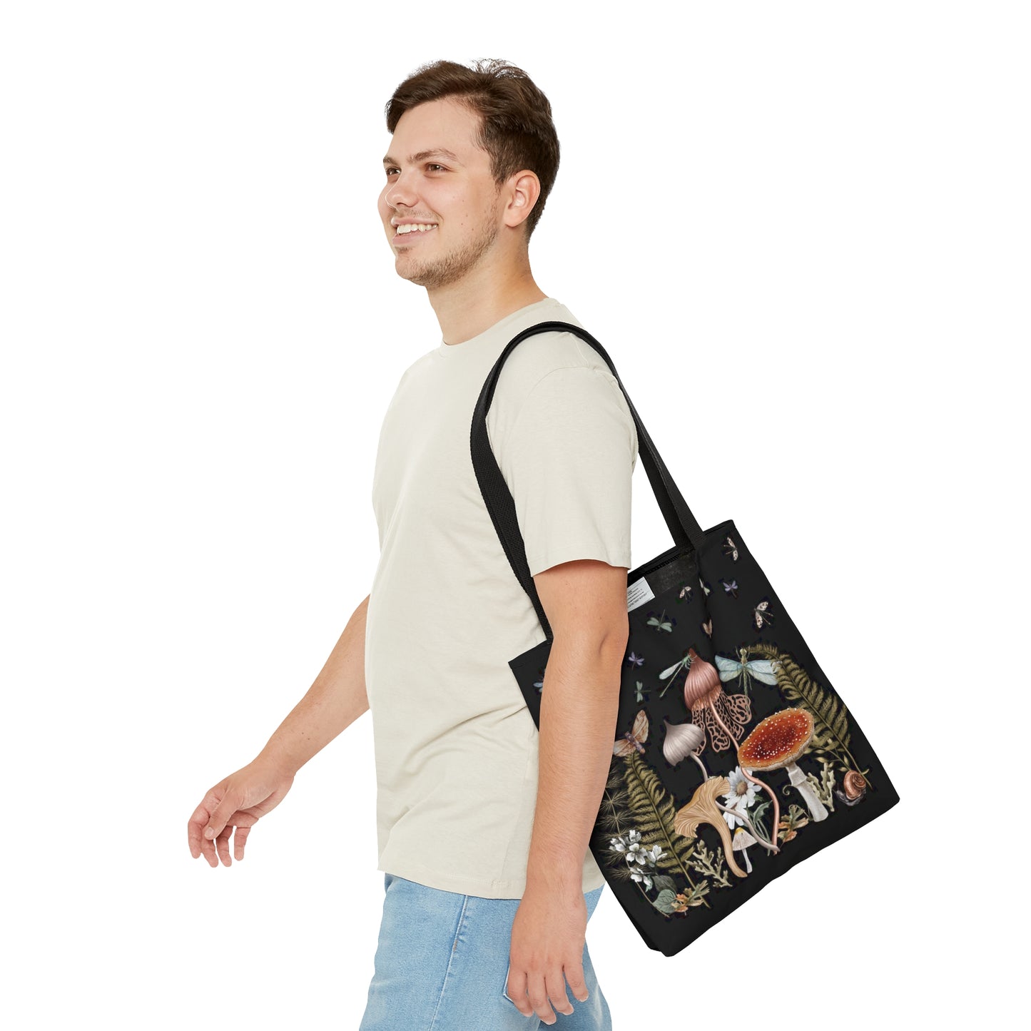 Cottage Mushrooms Tote Bag, Dark Academia Bag, Cottagecore Bag