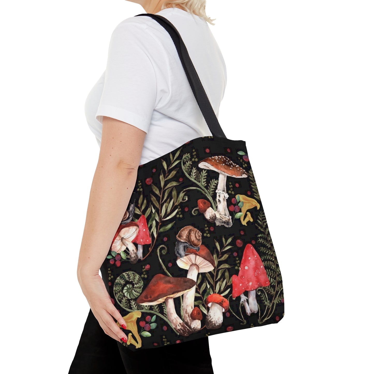 Red Mushrooms Tote Bag, Dark Academia Bag, Goblincore Bag, Witch Bag, Cute womens Tote Cottagecore