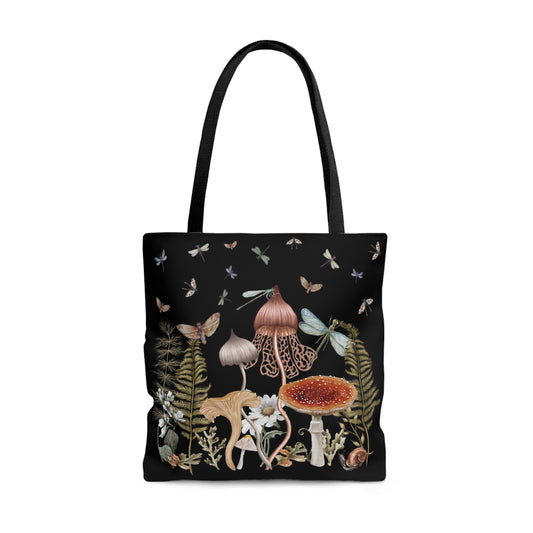 Cottage Mushrooms Tote Bag, Dark Academia Bag, Cottagecore Bag