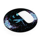Blue Dragonfly Moon Phases Floral Round Mouse Pad