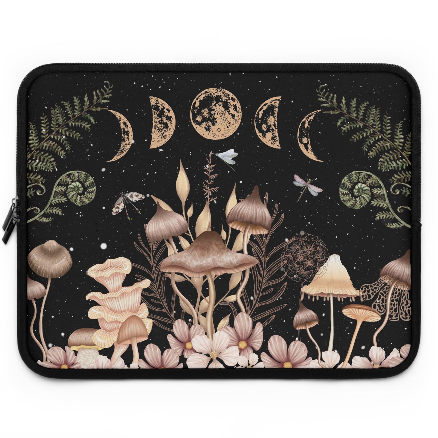 Elegant Mushrooms Moon Phases Laptop Case, laptop sleeve