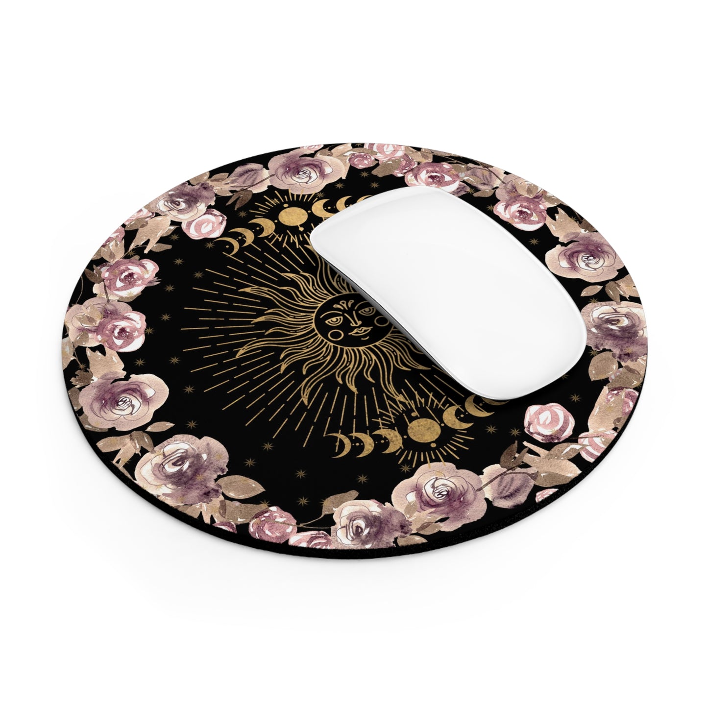 Elegant Floral Sun Mouse Pad (Round or Rectangle) Witchy Cottagecore Office Accessories