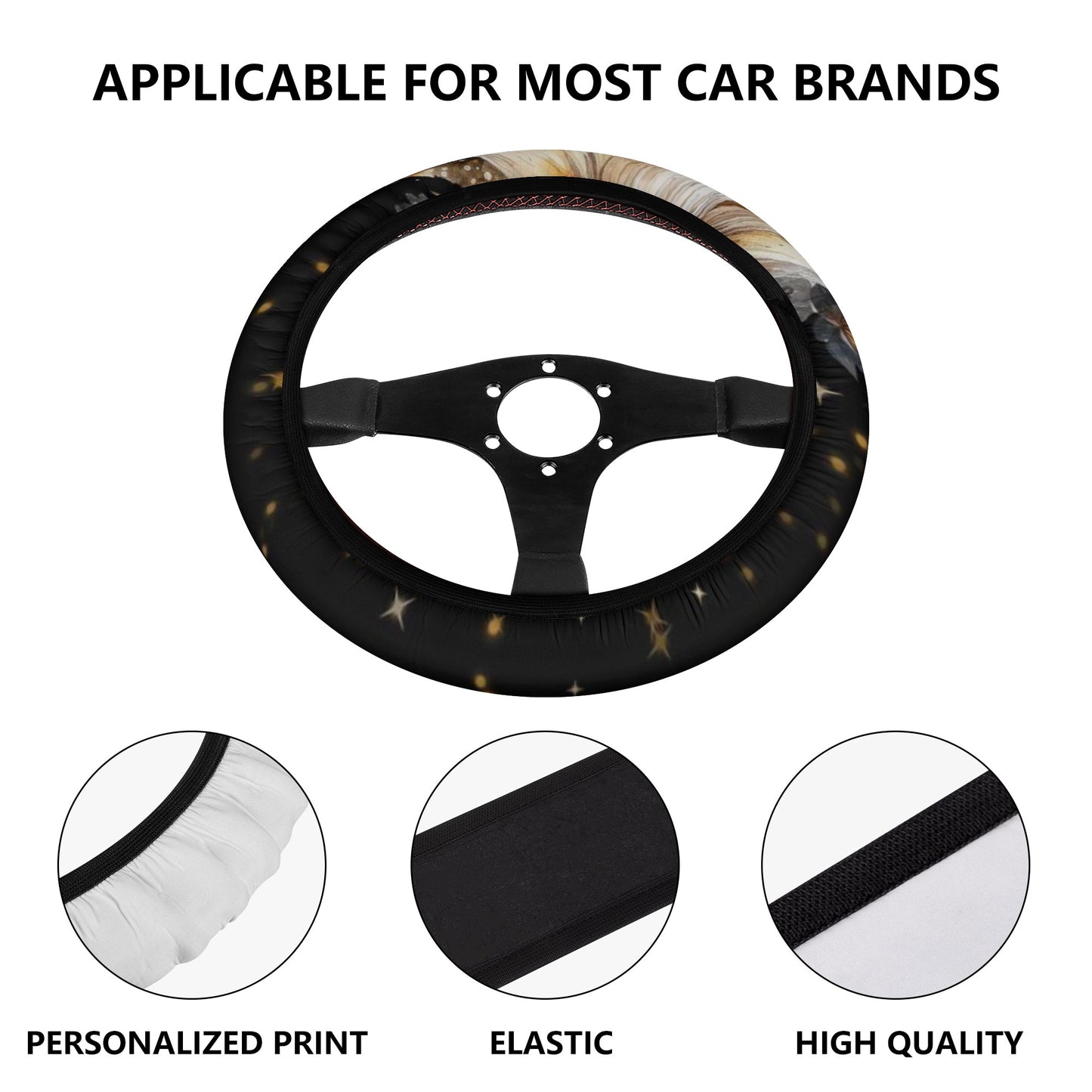 Lotus Moon Car Steering Wheel Covers Witchy