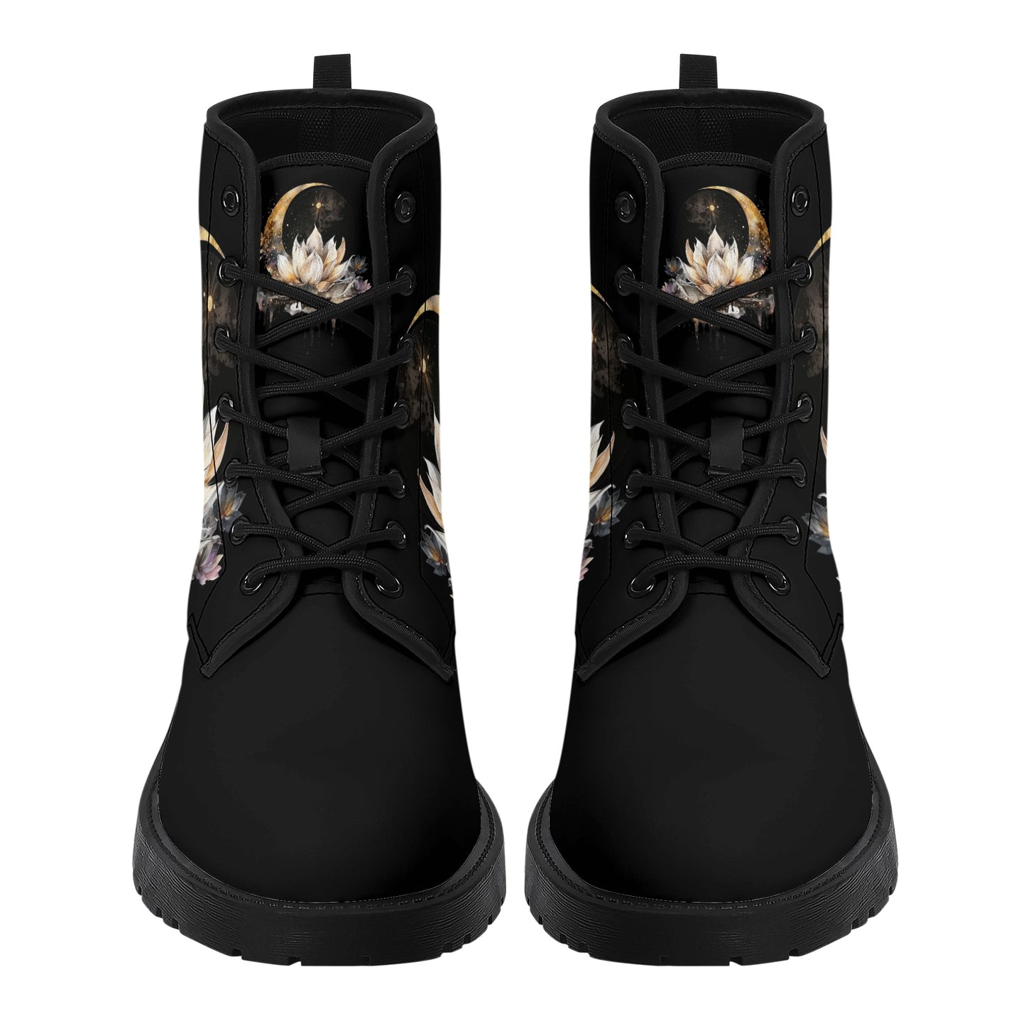 Lotus Moon Womens Vegan Boots Witchy