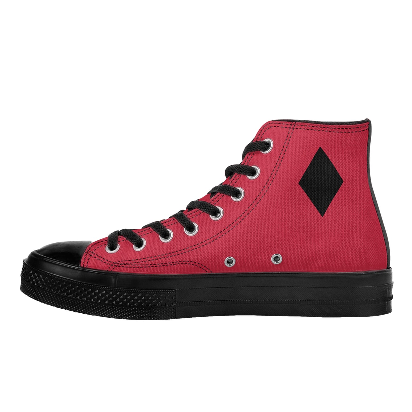 Red Harley Star Diamond Mens Classic Black High Top Canvas Shoes