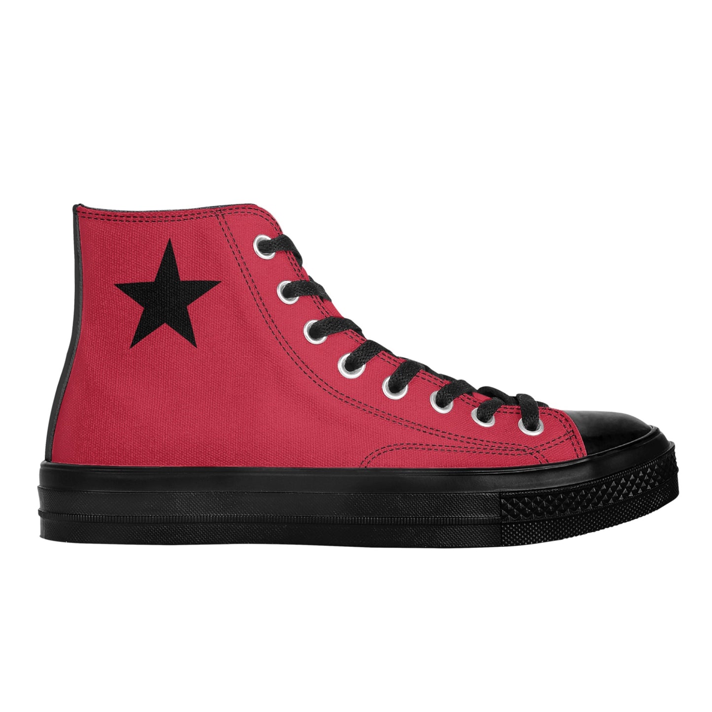 Red Harley Star Diamond Mens Classic Black High Top Canvas Shoes