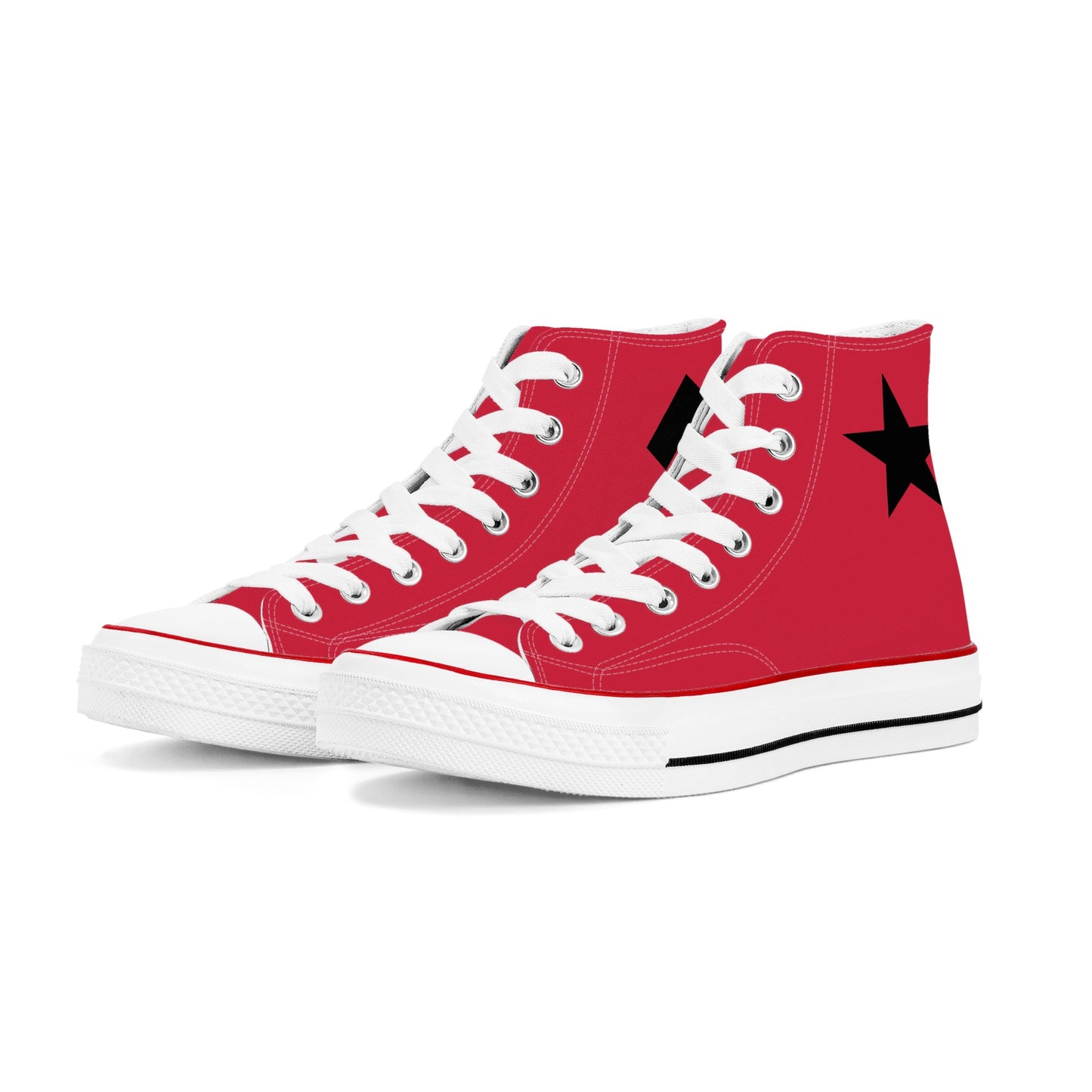 Red Harley Star Diamond Mens Classic High Top Canvas Shoes