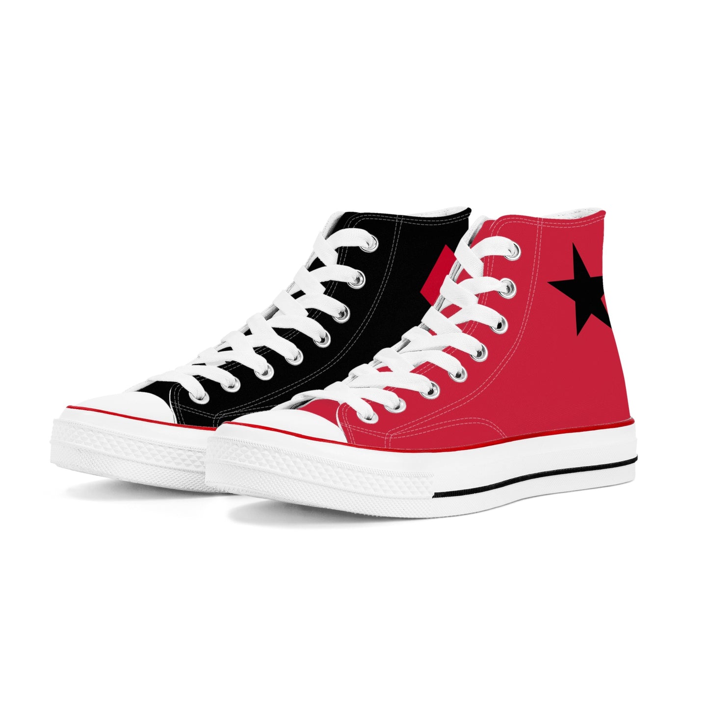 Red Harley Star Diamond Opposites Mens Classic High Top Canvas Shoes