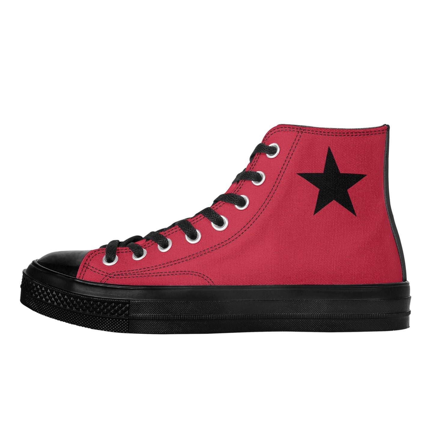 Red Harley Star Diamond Opposites Mens Classic Black High Top Canvas Shoes