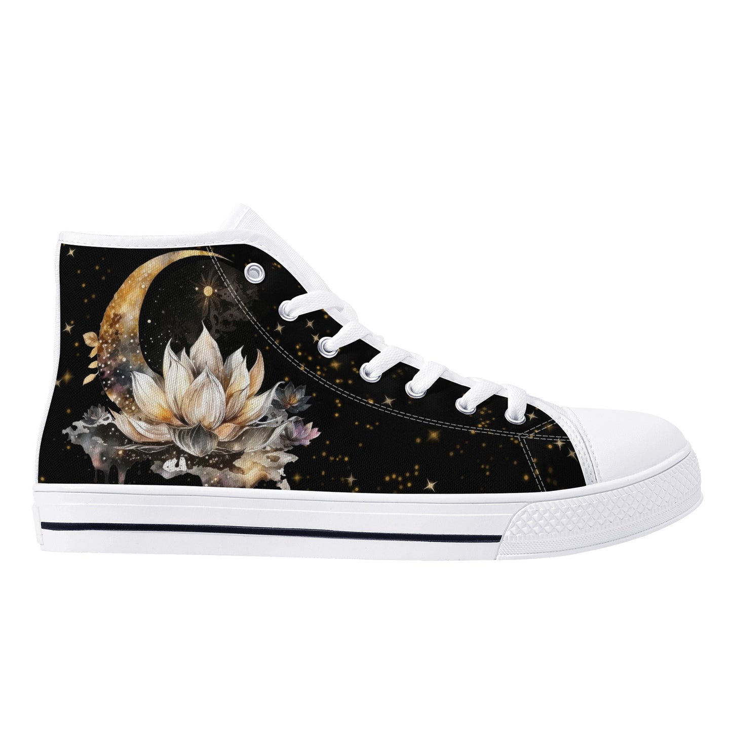 Lotus Moon Womens High Top Canvas Shoes