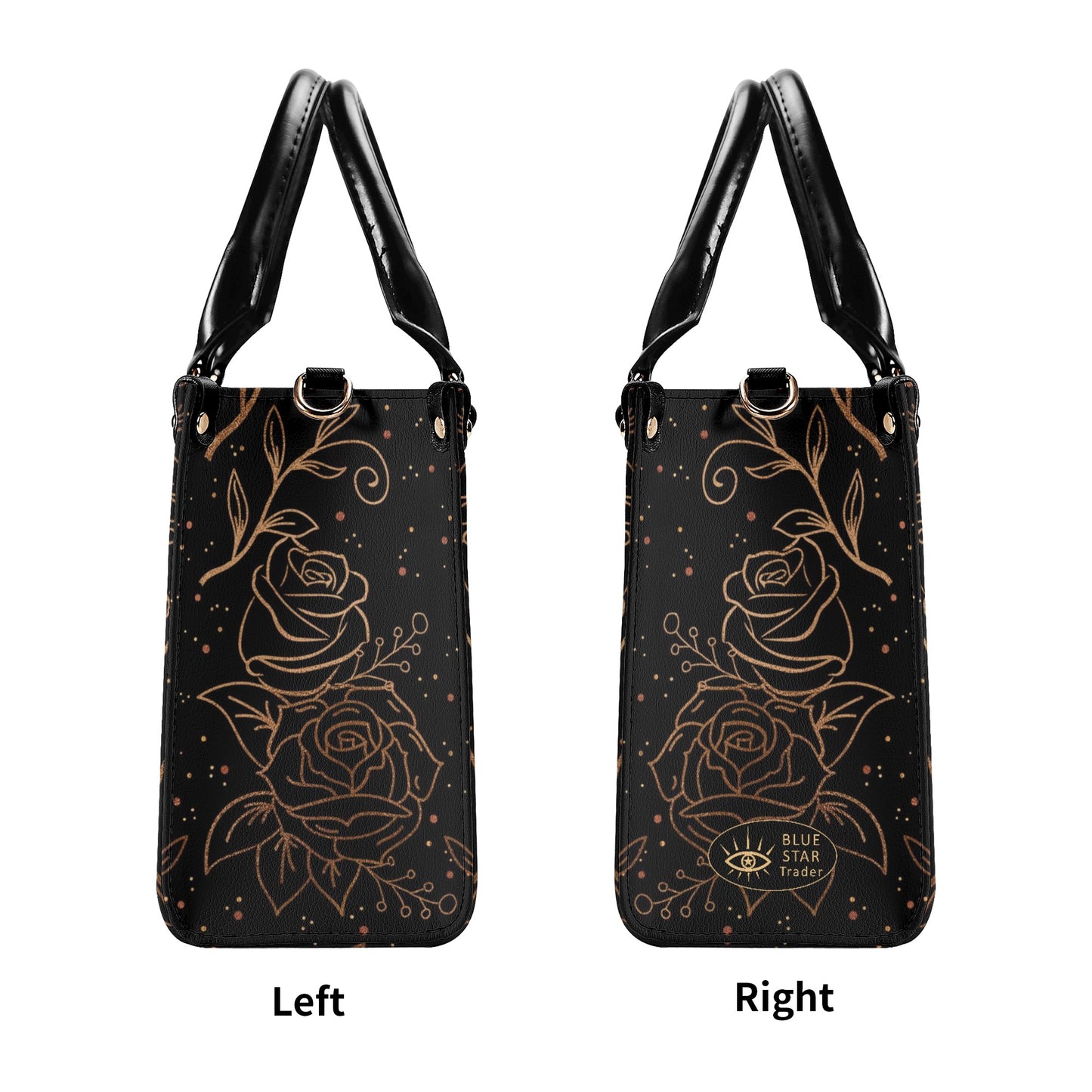 Crescent Moon and Flowers Luxury Womens PU Leather Handbag