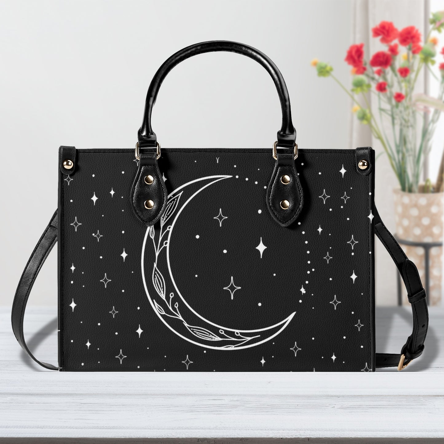 Moon Flowers #13 Luxury Womens PU Leather Handbag