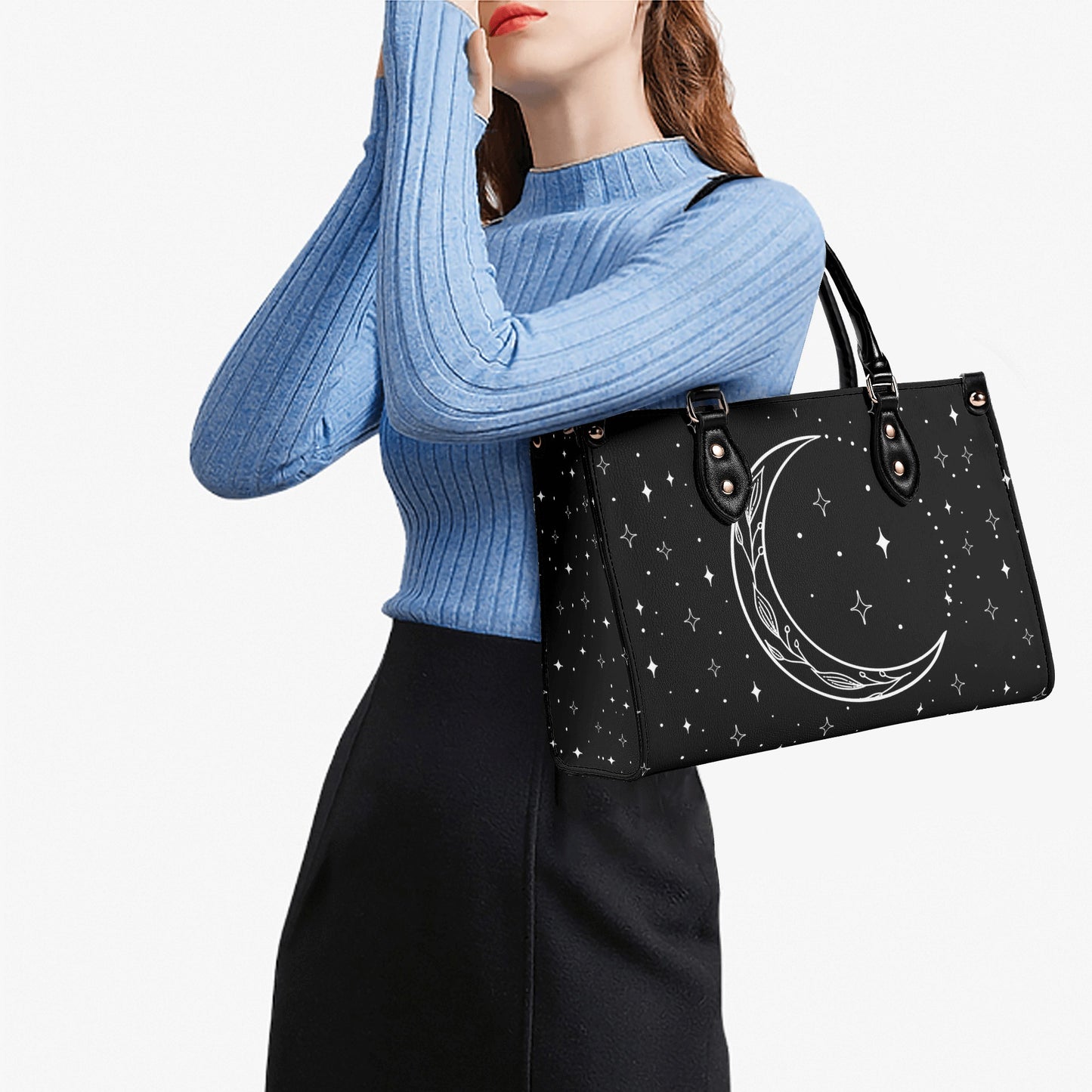 Moon Flowers #13 Luxury Womens PU Leather Handbag