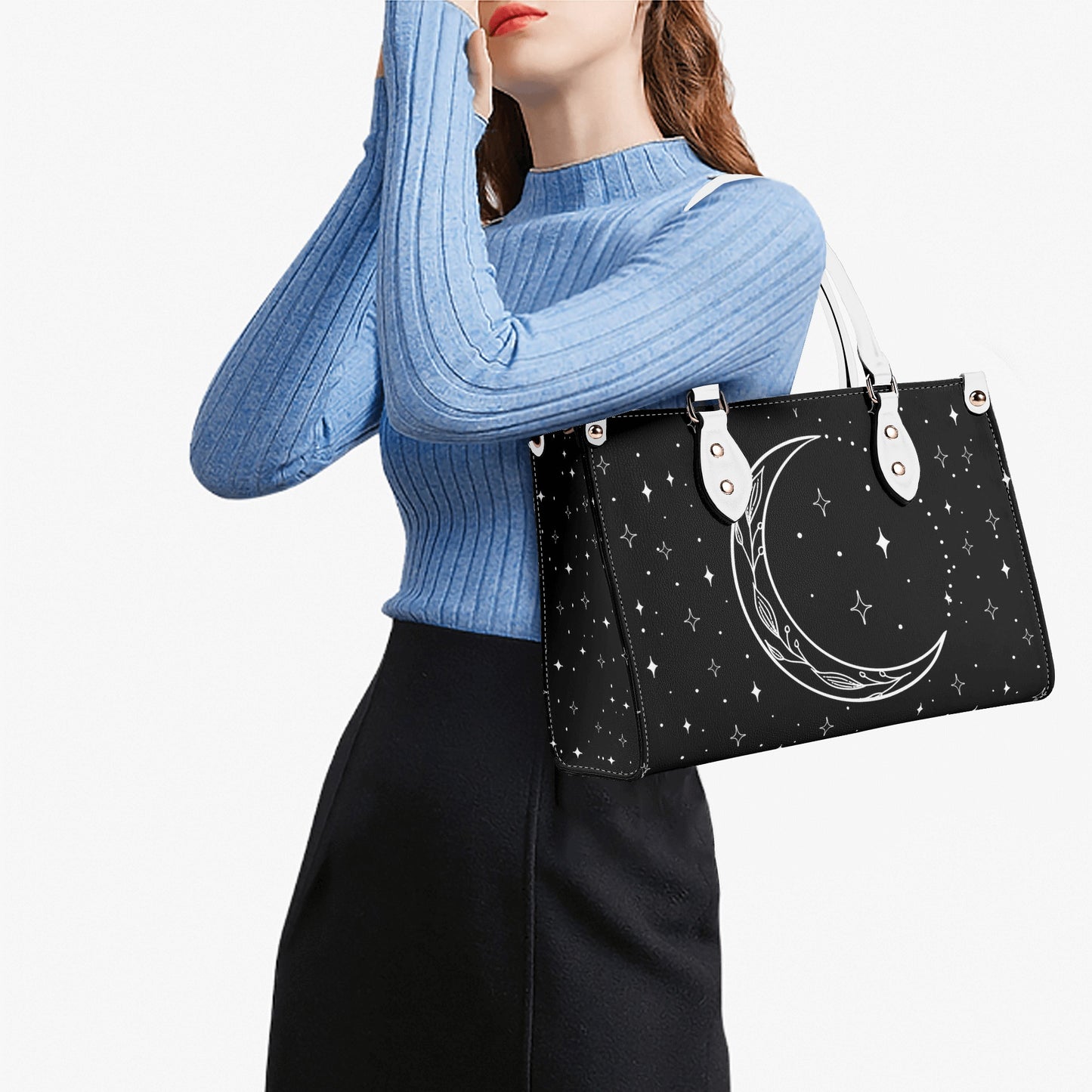 Moon Flowers #13 Luxury Womens PU Leather Handbag