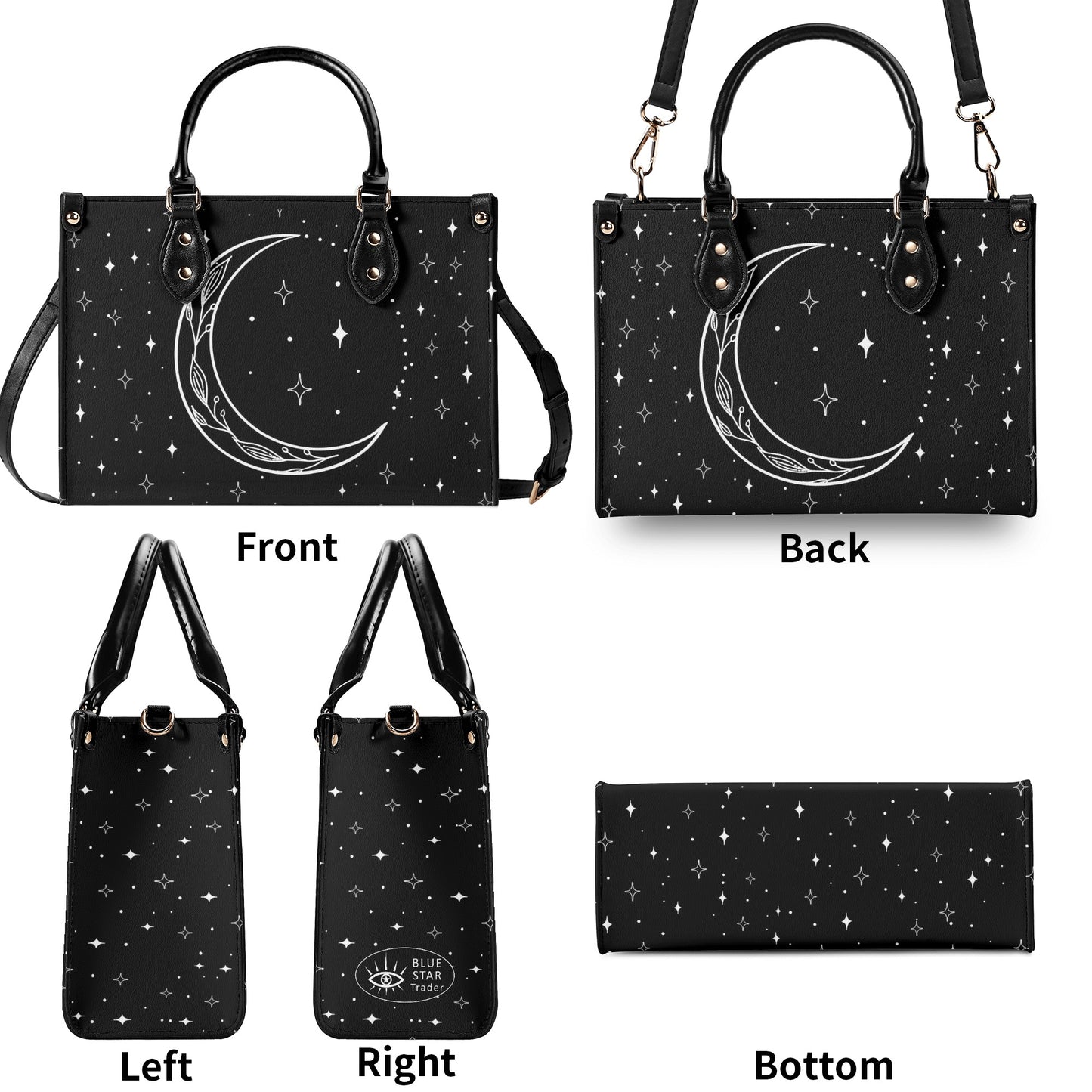 Moon Flowers #13 Luxury Womens PU Leather Handbag
