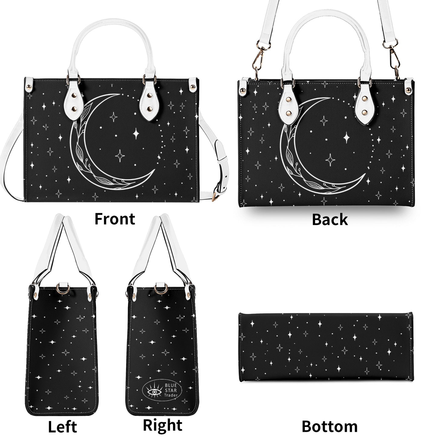Moon Flowers #13 Luxury Womens PU Leather Handbag