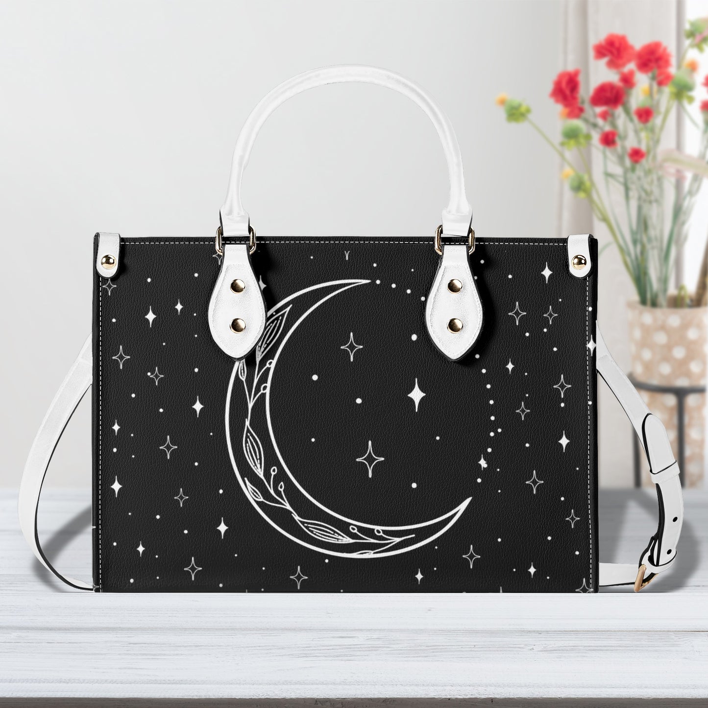 Moon Flowers #13 Luxury Womens PU Leather Handbag