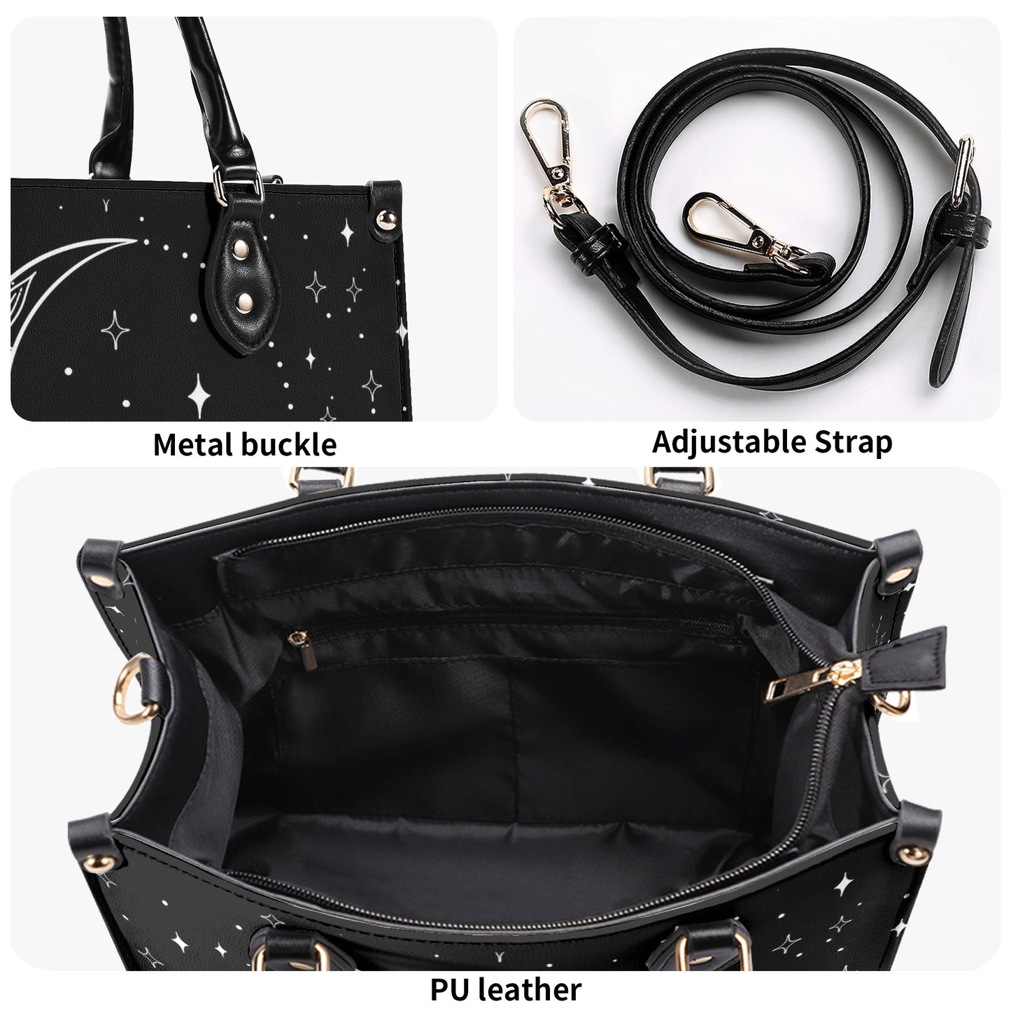 Moon Flowers #13 Luxury Womens PU Leather Handbag