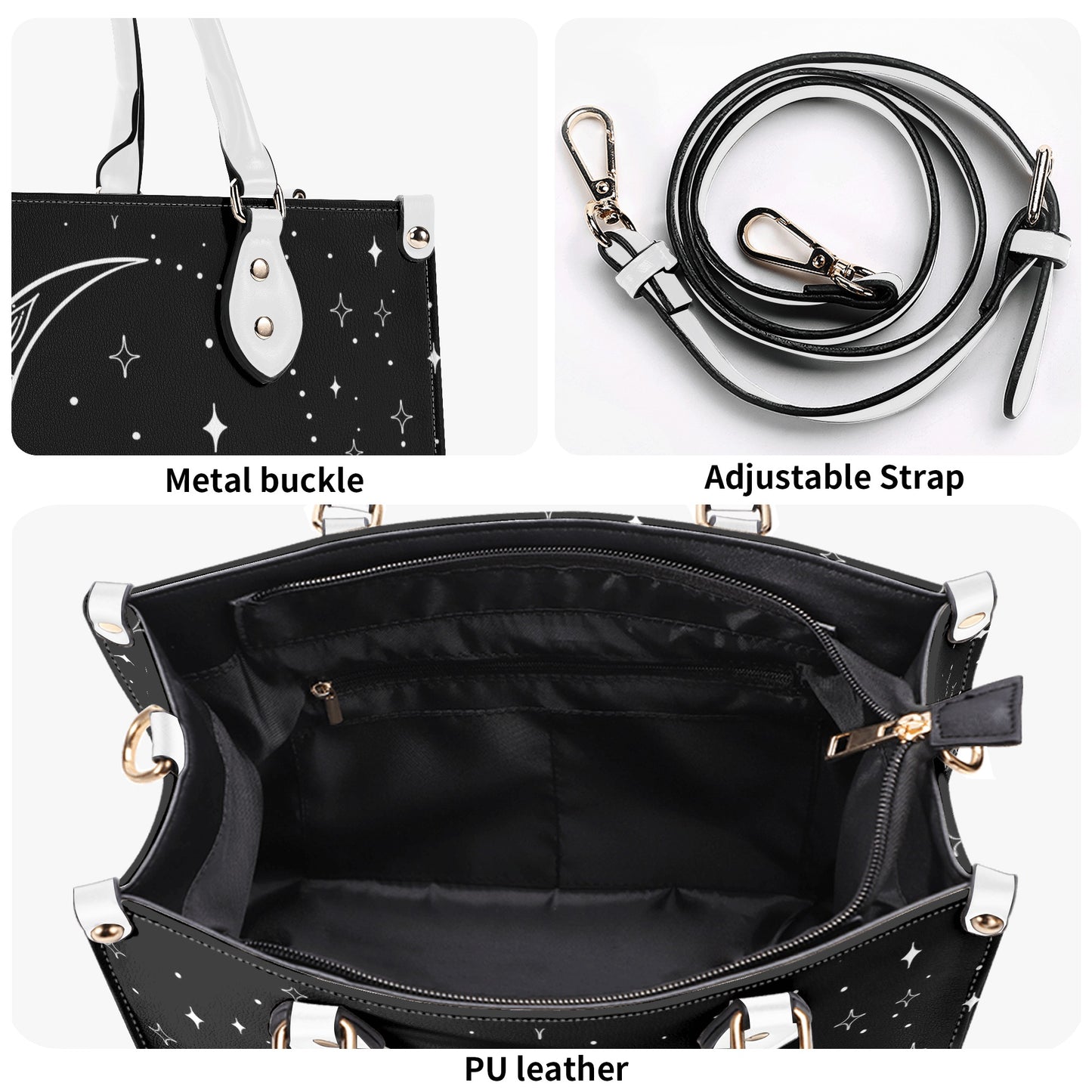 Moon Flowers #13 Luxury Womens PU Leather Handbag