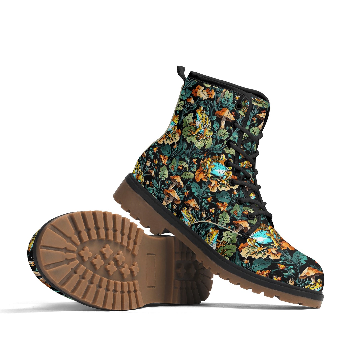 Frog and Mushroom Womens Luxe Combat Boots