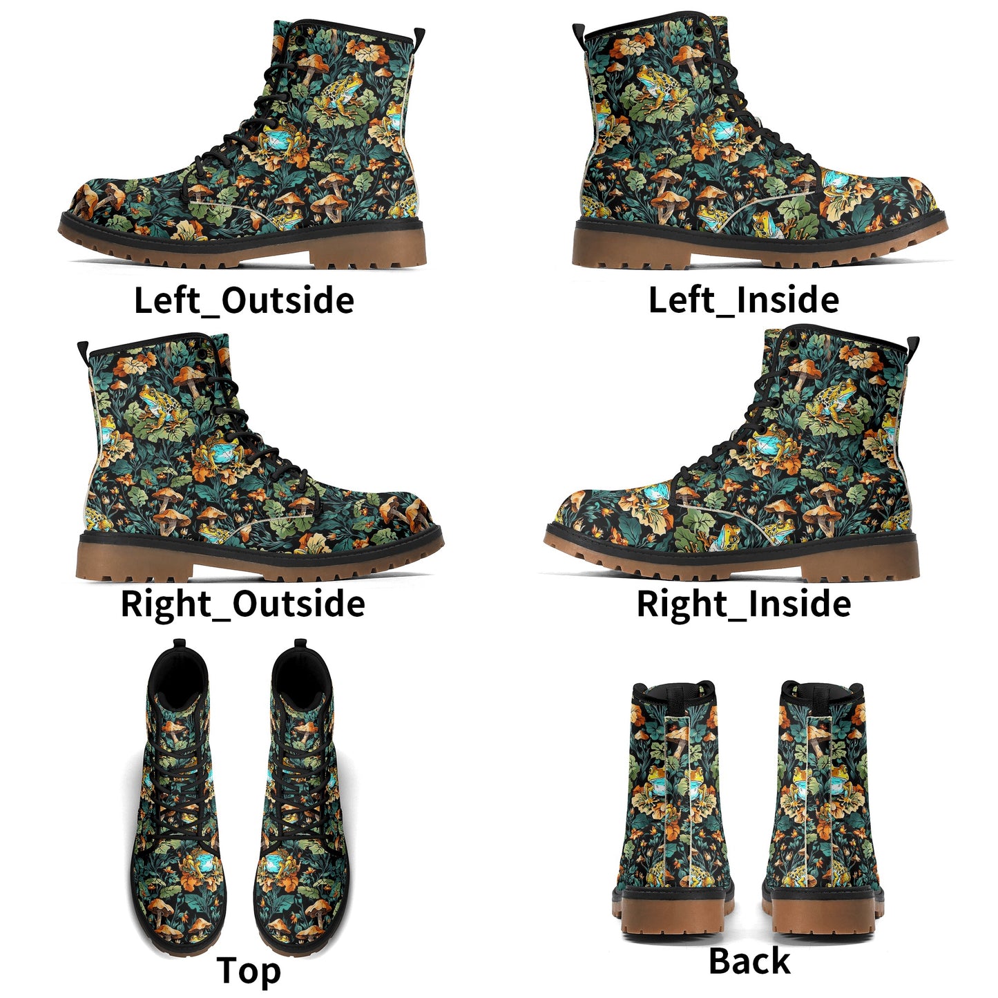 Frog and Mushroom Womens Luxe Combat Boots