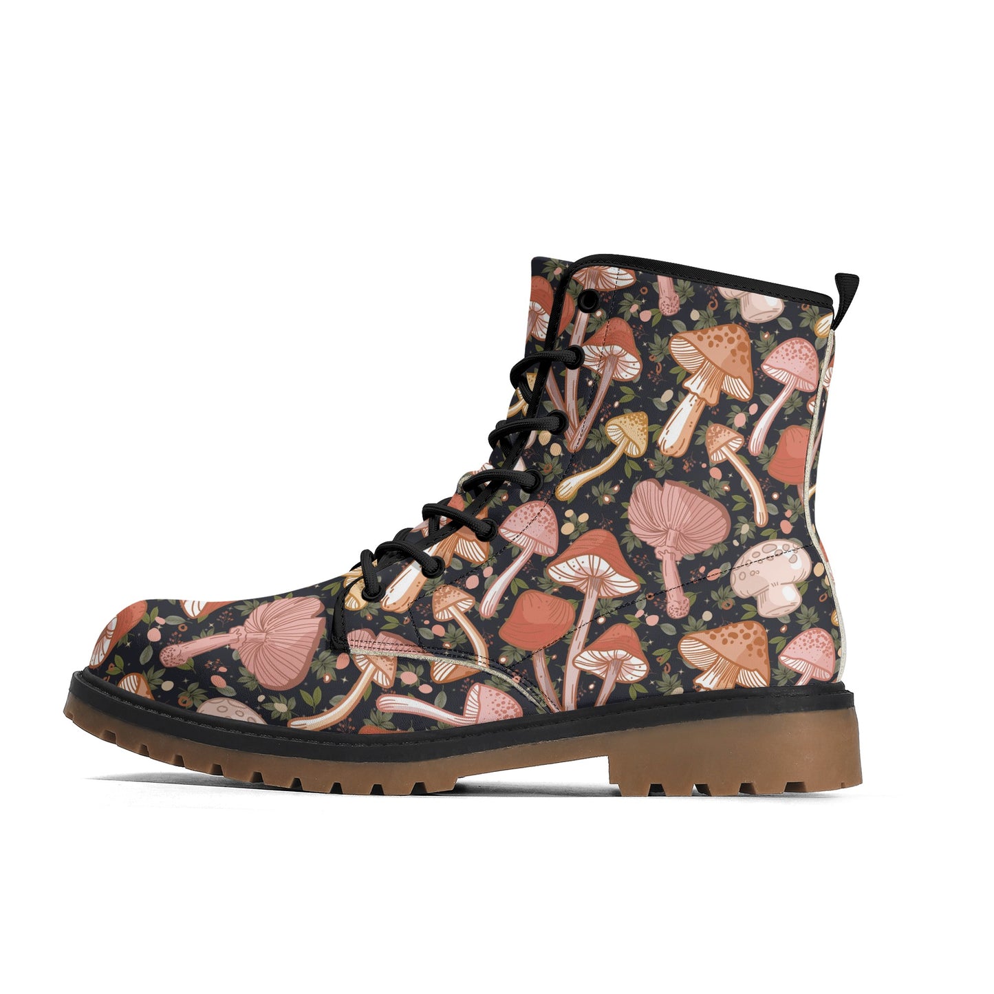 Boho Brown Mushrooms Womens Luxe Combat Boots