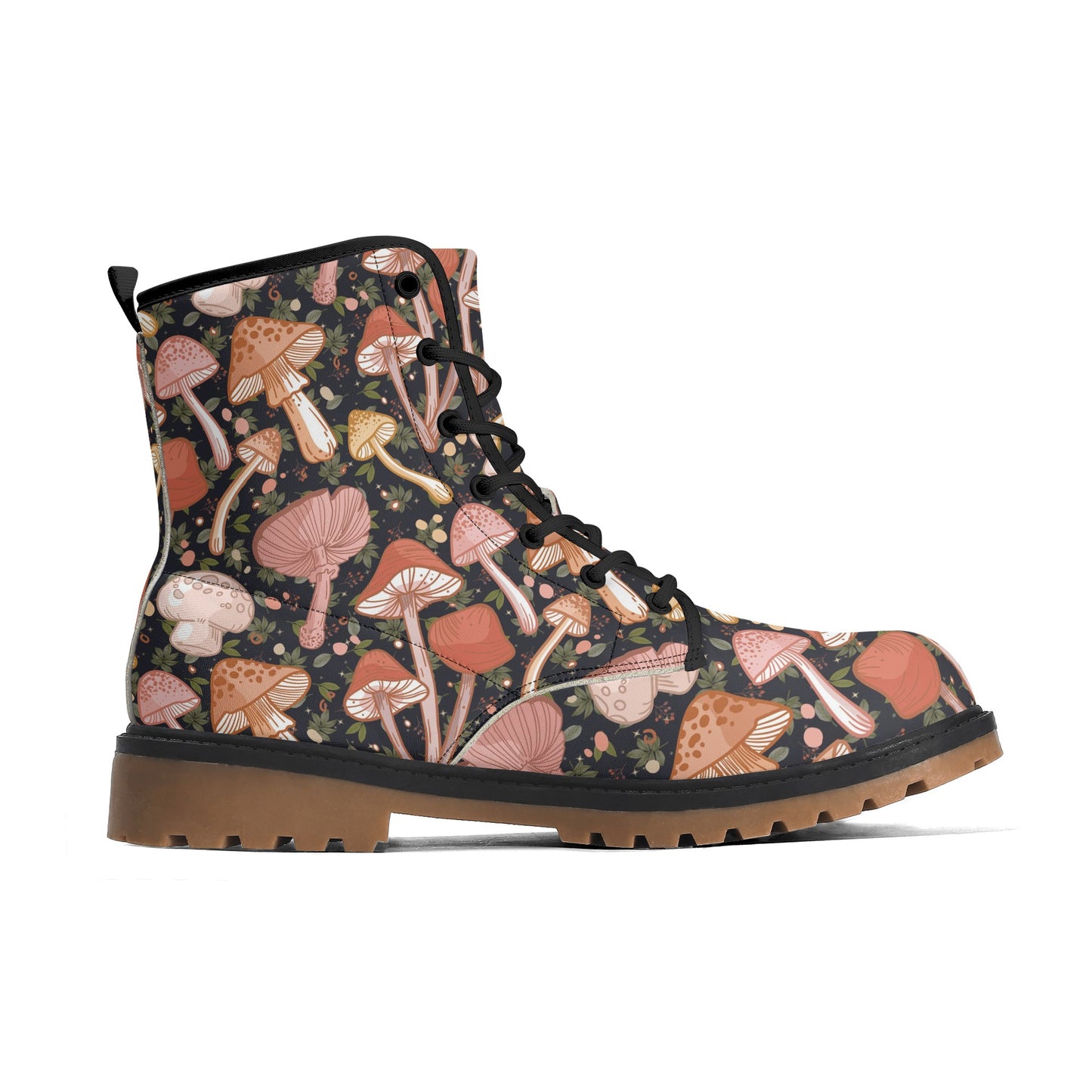 Boho Brown Mushrooms Womens Luxe Combat Boots