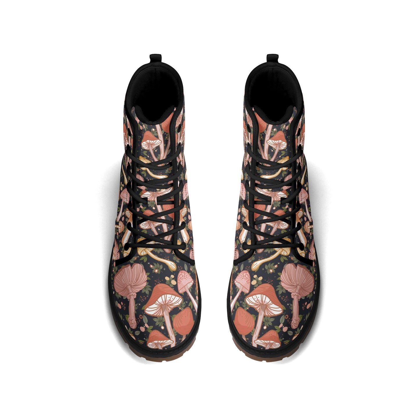 Boho Brown Mushrooms Womens Luxe Combat Boots
