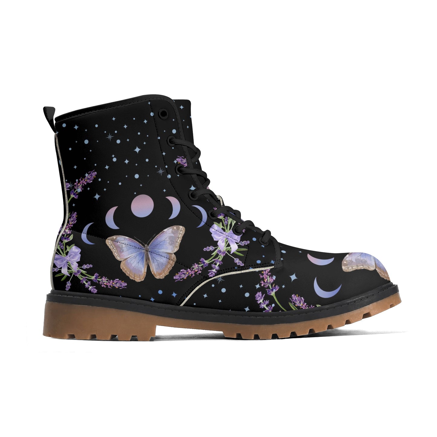 Purple Butterfly Womens Luxe Combat Boots