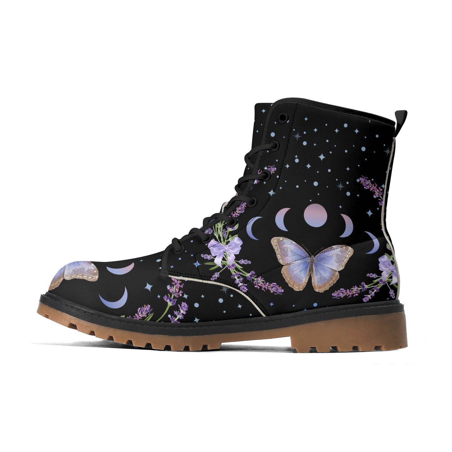 Purple Butterfly Womens Luxe Combat Boots