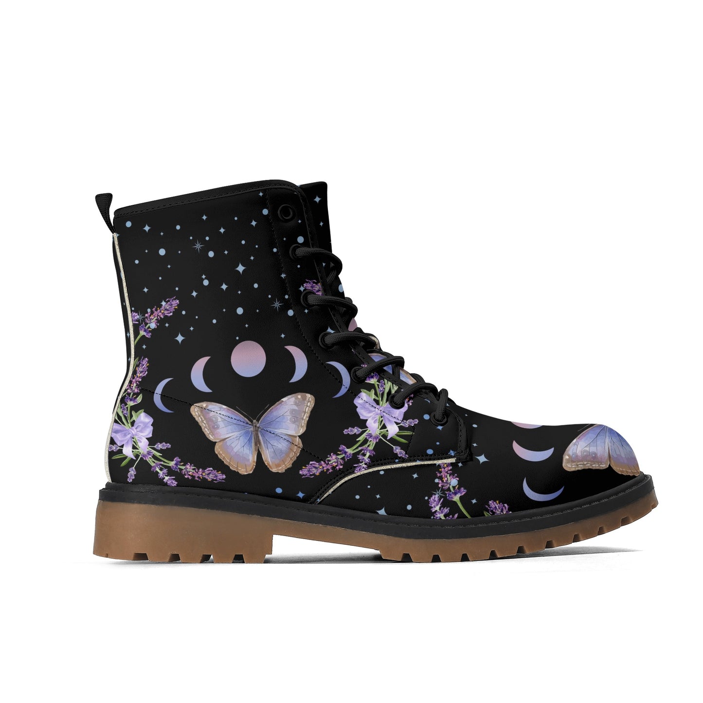 Purple Butterfly Womens Luxe Combat Boots