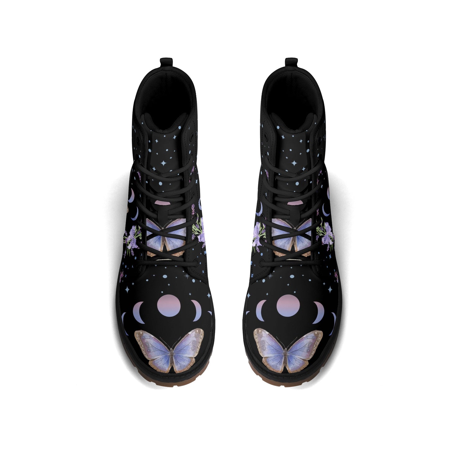 Purple Butterfly Womens Luxe Combat Boots