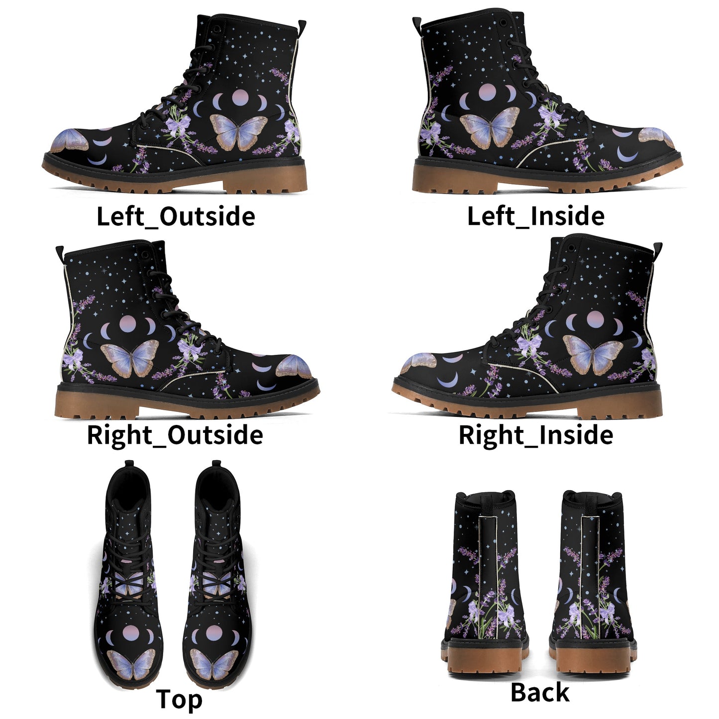 Purple Butterfly Womens Luxe Combat Boots