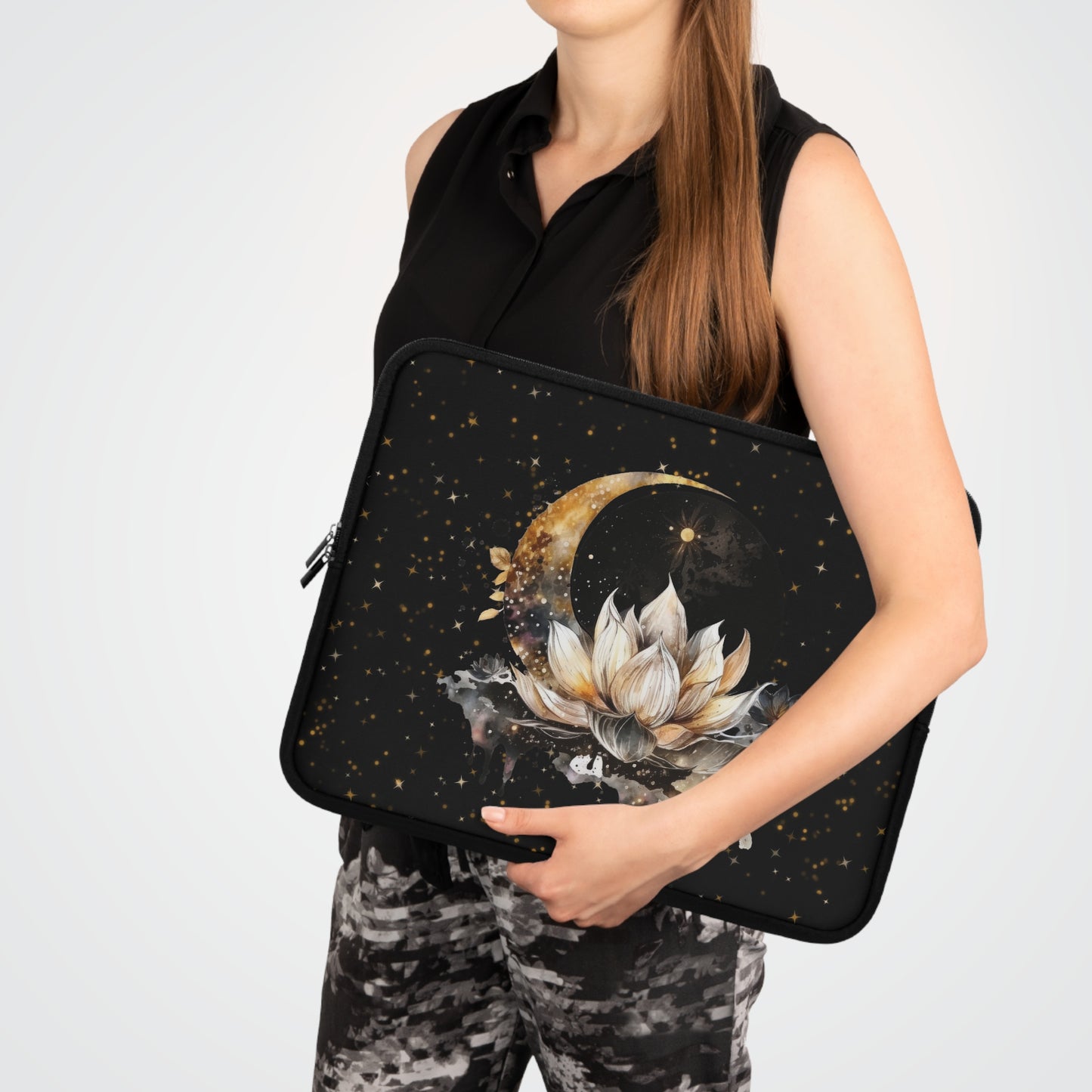 Lotus Moon Laptop Case, Witchy laptop sleeve
