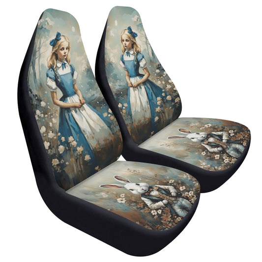 Alice in Wonderland Dark and Whimsical Front Car Seat Covers