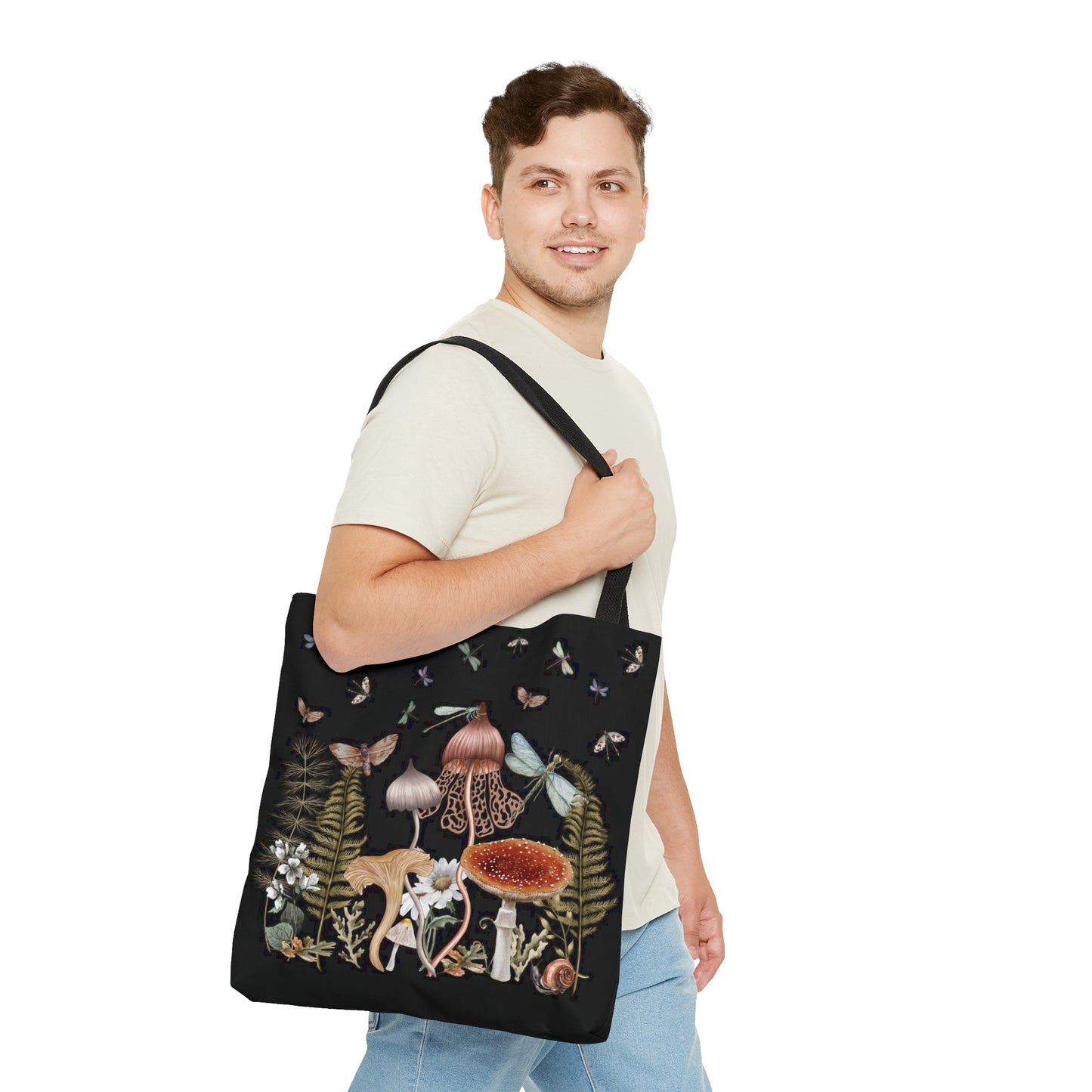 Cottage Mushrooms Tote Bag, Dark Academia Bag, Cottagecore Bag
