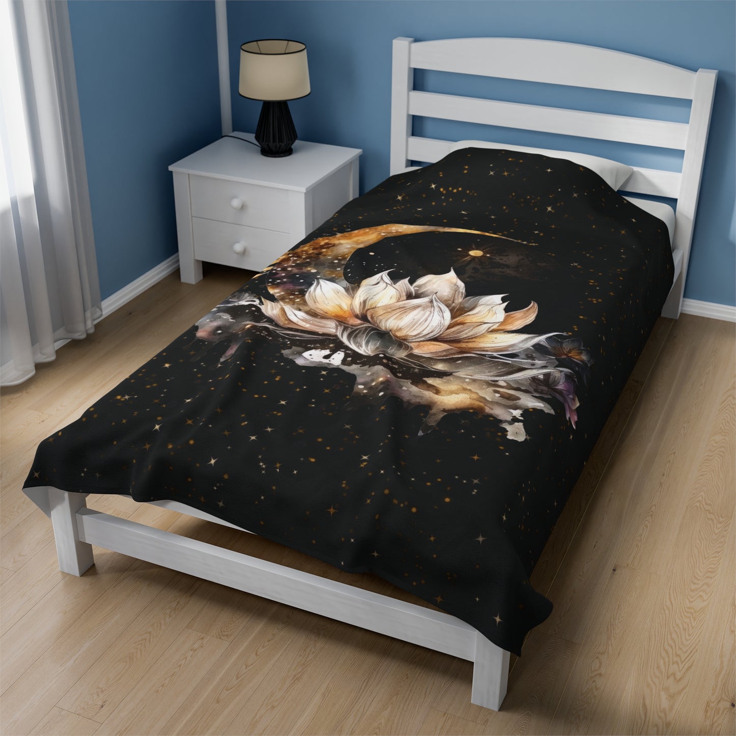 Lotus Moon Witchy Velveteen Plush Blanket