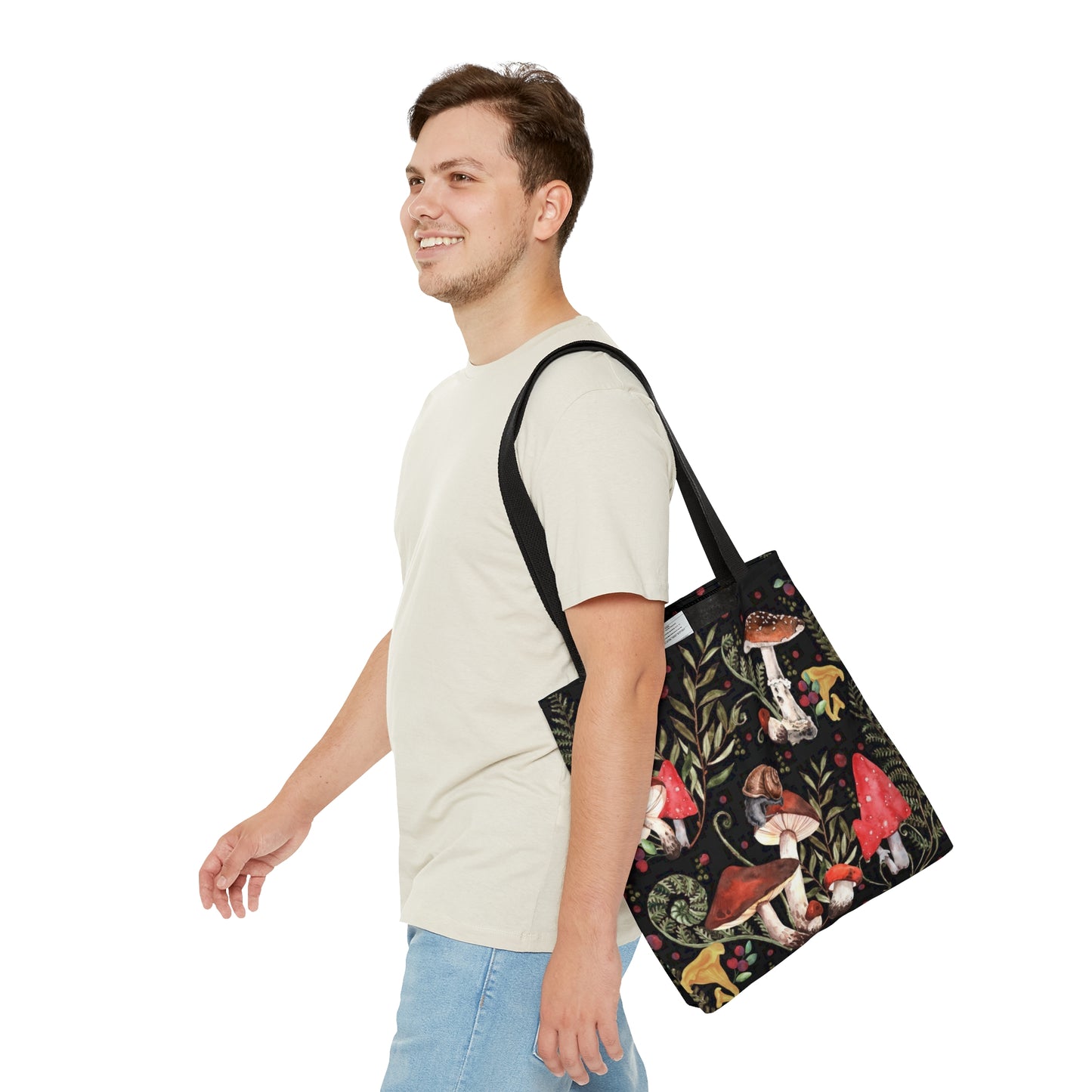 Red Mushrooms Tote Bag, Dark Academia Bag, Goblincore Bag, Witch Bag, Cute womens Tote Cottagecore