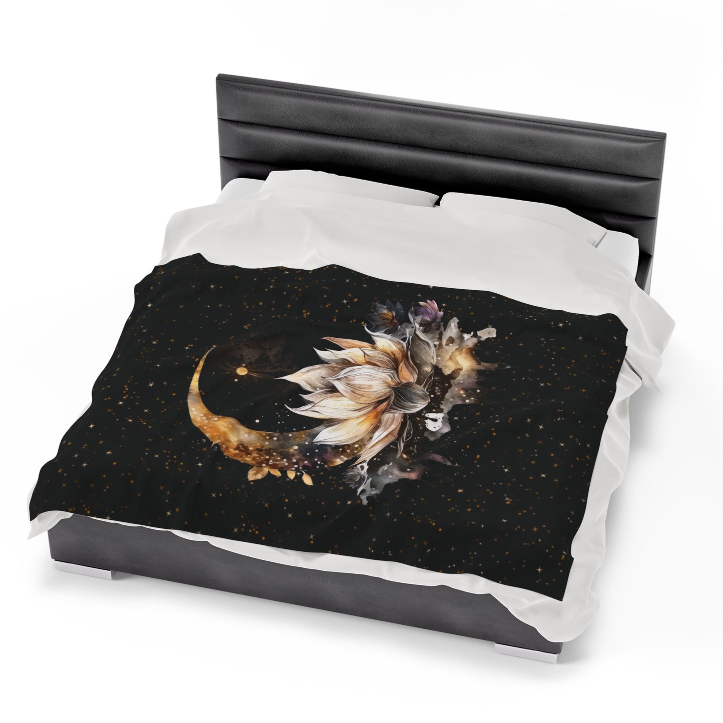 Lotus Moon Witchy Velveteen Plush Blanket