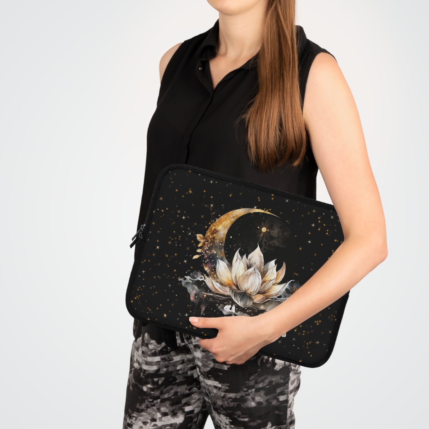 Lotus Moon Laptop Case, Witchy laptop sleeve